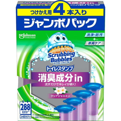 ジョンソン スクラビングバブル トイレスタンプ 消臭成分in つけかえ用4P クリアジャスミン 38g x 4本入