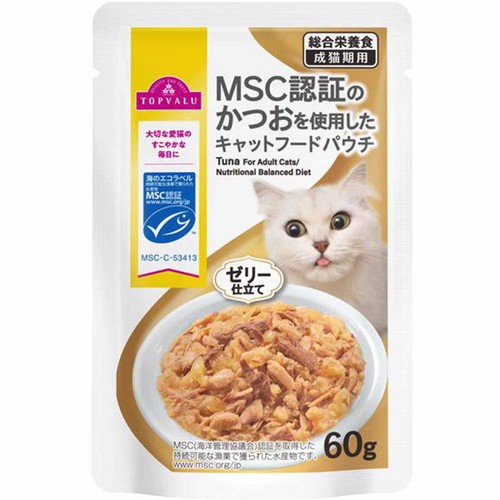 ペット用】 MSC認証のかつおを使用したキャットフードパウチ 60g