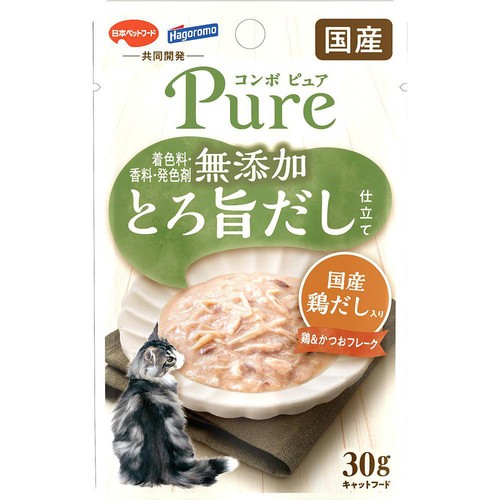 【ペット用】 日本ペットフード コンボピュア 無添加とろ旨だし仕立て 国産鶏だし入り鶏&かつおフレーク 30g