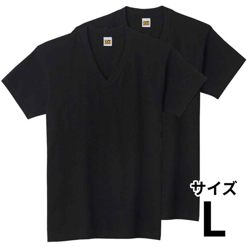 グンゼ 紳士 G.T.HAWKINS 2枚組VネックTシャツ L ブラック