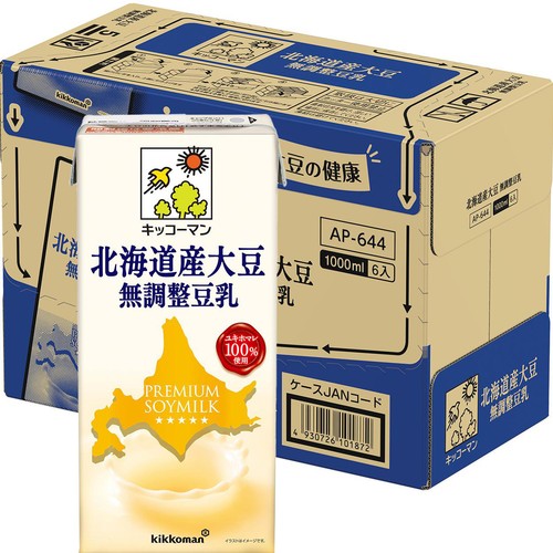 キッコ−マン 北海道産大豆 無調整豆乳 1ケース 1000ml x 6本