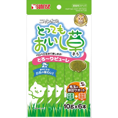 【ペット用】 マルカン ニャン太のとってもおいし草 とろ〜りピューレ 毛玉の排出サポート 10g x 6本