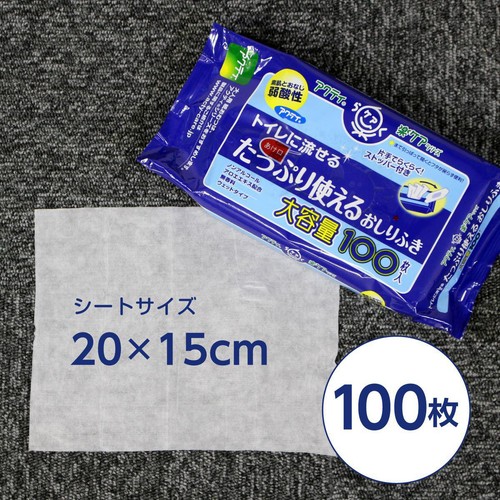 日本製紙クレシア アクティ トイレに流せるたっぷり使えるおしりふき 100枚