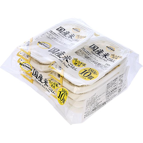 ごはん 国産ブレンド米 180g x 10パック トップバリュベストプライス