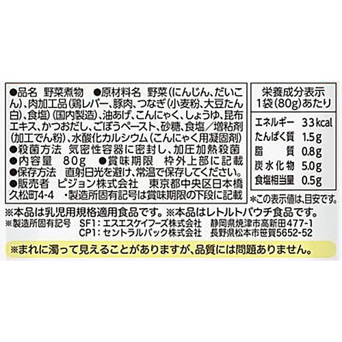 ピジョン 食育レシピR12 鶏レバーとごぼうの煮物(豚肉入り)  12ヵ月頃から 1食分 80g