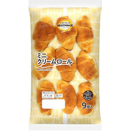 ふんわりとした食感ミニクリームロール 9個 トップバリュベストプライス