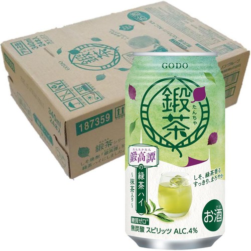 4%】 合同酒精 鍛茶 鍛高譚の緑茶ハイ 1ケース 340ml x 24本 Green