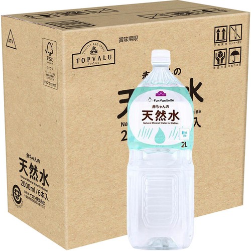 fun fun smile 赤ちゃんの天然水 1ケース 2000ml x 6本 トップバリュ