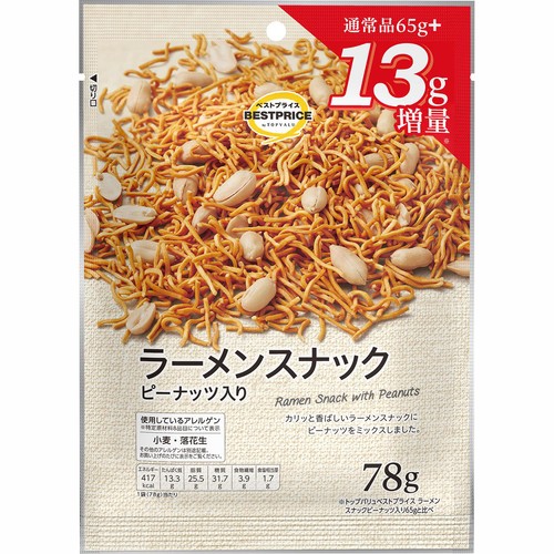 ラーメンスナックピーナッツ入り 増量 78g トップバリュベストプライス