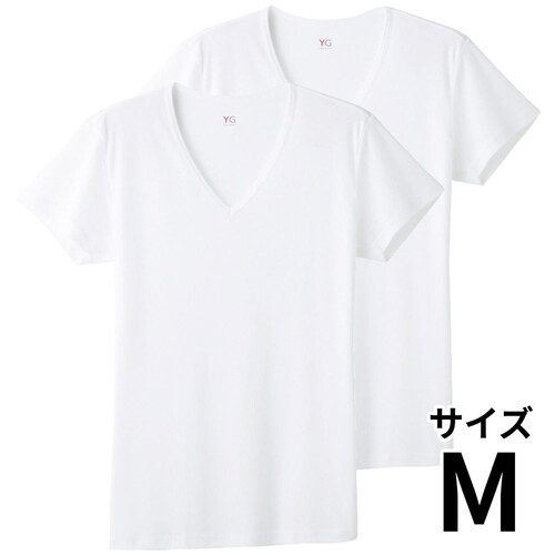 グンゼ YG 紳士DRY&DEO 2枚組VネックTシャツ M ホワイト