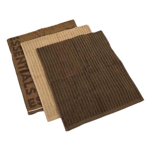 林 エッセンシャルズフェイスタオル 3枚セット 約34 x 80cm ブラウン