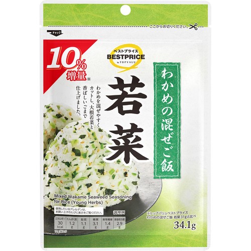 わかめの混ぜご飯 若菜 増量 34.1g トップバリュベストプライス Green
