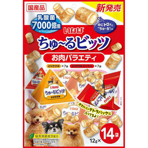 【ペット用】 いなば 国産ちゅ〜るビッツ 乳酸菌7000億個 お肉バラエティ 12g x 14袋