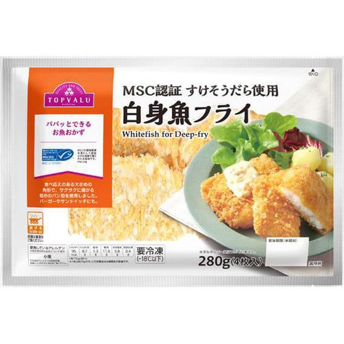 【冷凍】MSC認証すけそうだら使用 白身魚フライ 4枚入 280g トップバリュ