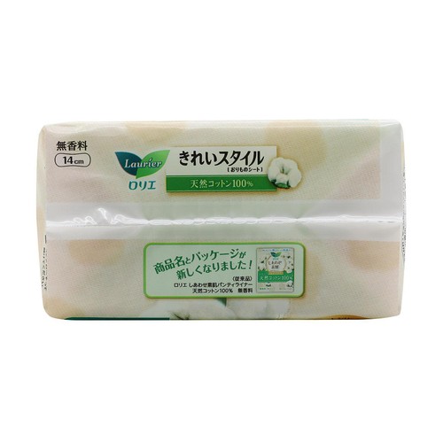 花王 ロリエ きれいスタイル おりものシート 天然コットン100% 無香料 54個