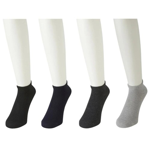 スニーカー丈 無地ソックス 4足組 紳士 アソート 25-27cm トップバリュ