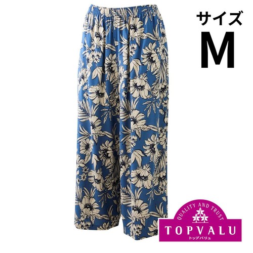 ゆるーむ9分丈パンツ フラワー 婦人 ブルー M トップバリュ Green