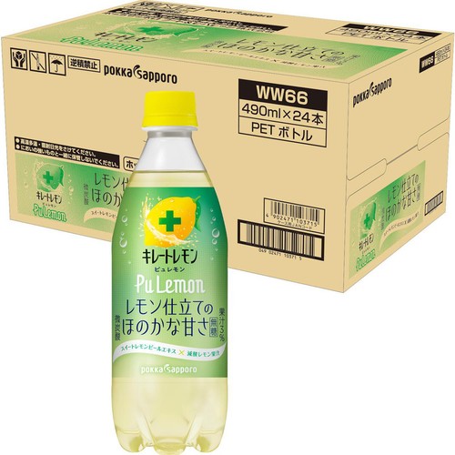 ポッカサッポロ キレートレモンPuLemon 1ケース 490ml x 24本 Green