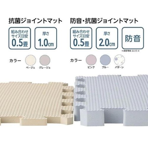 抗菌ジョイントマット(厚さ1cm) 30 x 30cm 9枚入り ベージュ ホームコーディ