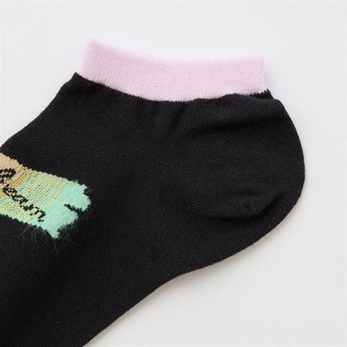 3足よりどり 甲グラデーションロゴ スニーカー丈ソックス クロ 22-24cm トップバリュ