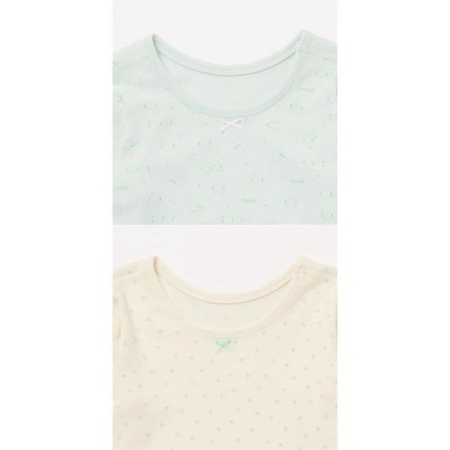 厚地 9分袖シャツ 綿100% 柄 女の子 2枚組 110cm トップバリュ