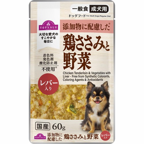 【ペット用】 ドッグフード 鶏ささみと野菜 レバー入り 60g トップバリュ
