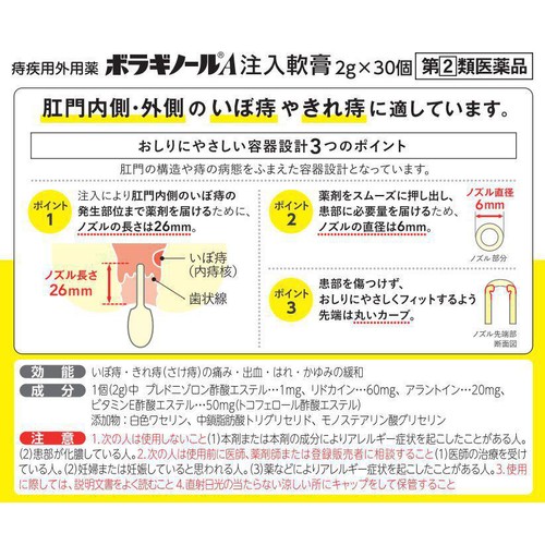 【指定第2類医薬品】ボラギノールA注入軟膏 30個