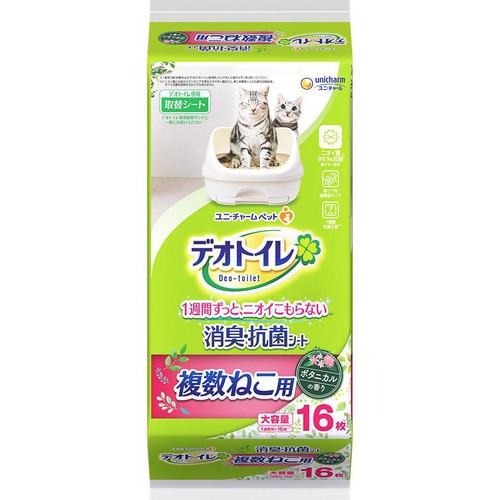 【ペット用】 ユニ・チャーム デオトイレ 複数ねこ用 消臭・抗菌シート ボタニカルの香り 16枚