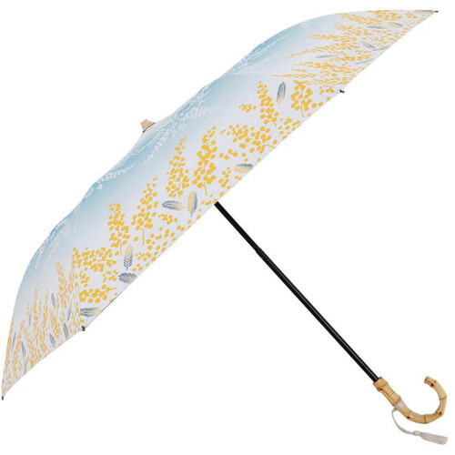 小川 河馬印本舗 和柄晴雨兼用日傘 二段折傘 ミモザ 50cm LBL