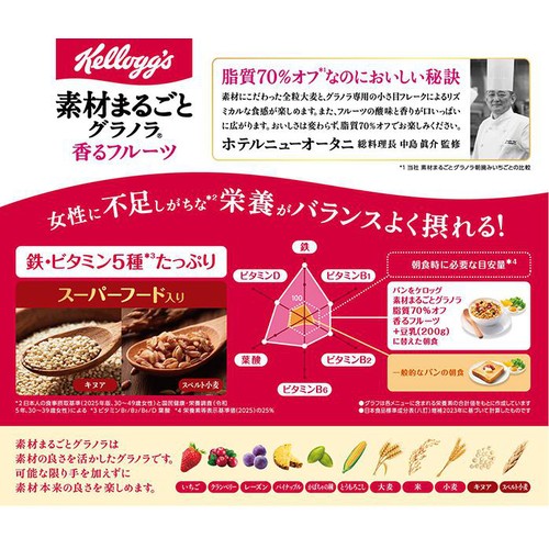 日本ケロッグ 素材まるごとグラノラ 脂質70%オフ 大容量 530g Green