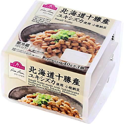 北海道十勝産ユキシズカ 小粒納豆 40g x 3個 トップバリュ