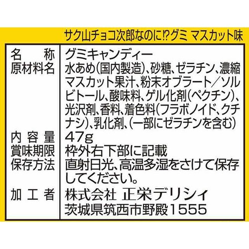 正栄 サク山チョコ次郎グミ マスカット味 47g