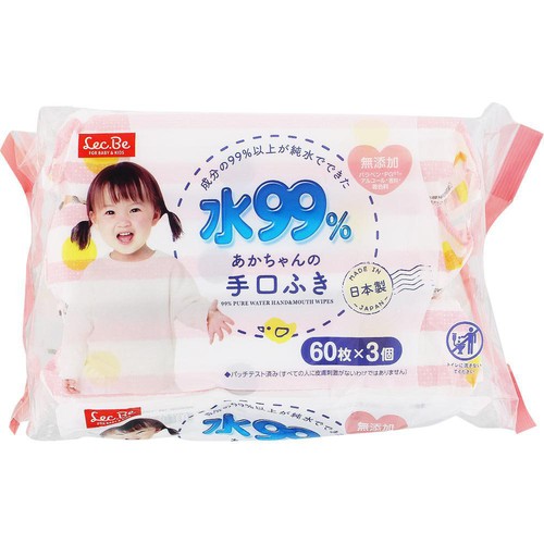 レック 水99%手口ふき 60枚 x 3個パック
