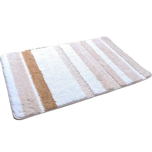バスマット ふわっとストライプ 50 x 75cm ベージュ