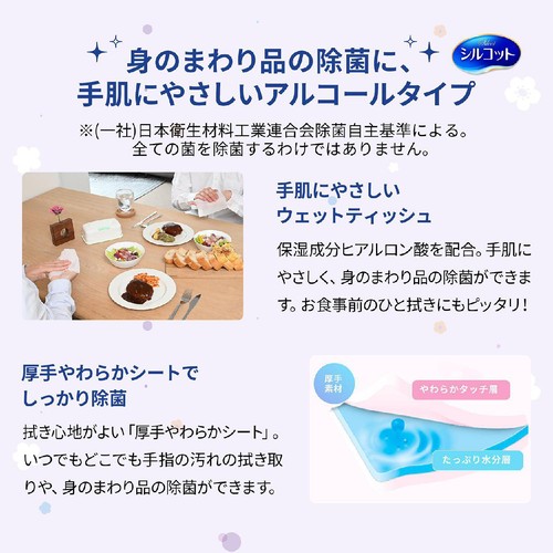 ユニ・チャーム シルコット アルコール ウェットティッシュ つめかえ用 40枚 x 8個