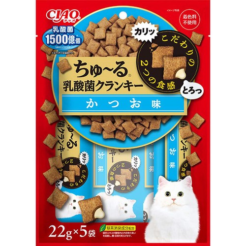 【ペット用】 いなば CIAO ちゅ〜る乳酸菌クランキー かつお味 22g x 5袋入