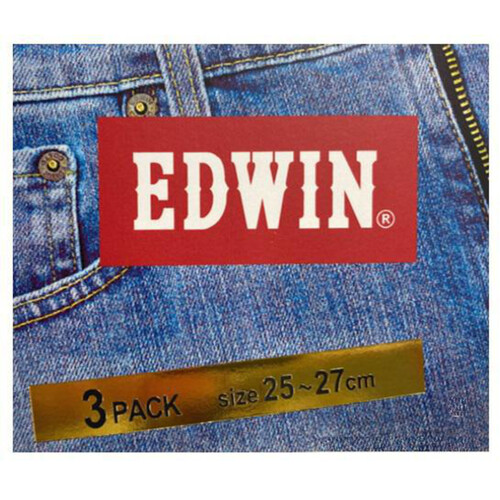 グンゼ EDWIN 紳士 ショート丈ソックス3足組 底パイル 25ー27
