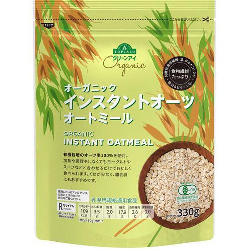 オーガニックインスタントオートミール 330g トップバリュ グリーン
