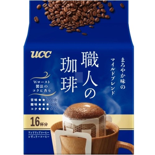 UCC上島珈琲 【ワンドリップコーヒー】職人の珈琲 まろやか味のマイルドブレンド 7g x 16袋