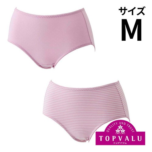 ショーツカジュアル ２枚組 ふつう丈ドット + ボーダー 婦人 ピンク M トップバリュ