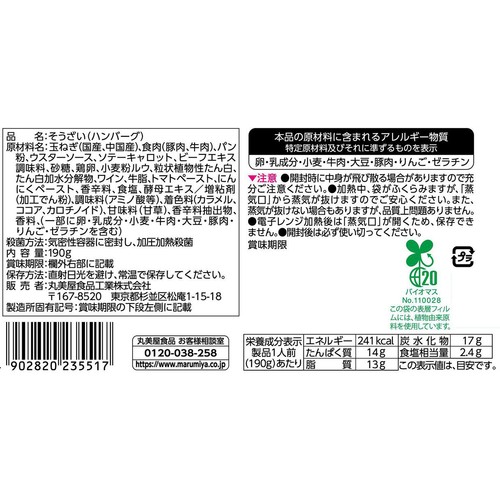 丸美屋 レンジDELI ハンバーグデミ 1人前(190g)