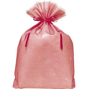 ラッピング袋 巾着バッグ ピンクLLサイズ マチ付き シンテックス