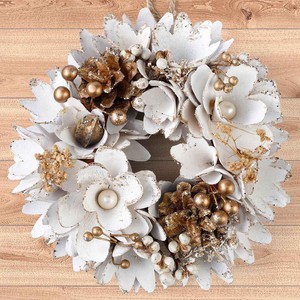 ナチュラルリース ナチュラルリース 約18cm スノーホワイトフラワー Green Beans