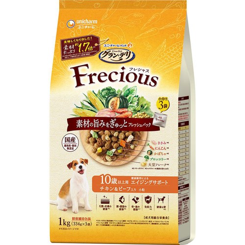 【ペット用】 ユニ・チャーム 国産グラン・デリ フレシャス 10歳以上用 チキン&ビーフ入り 小粒 1.0kg