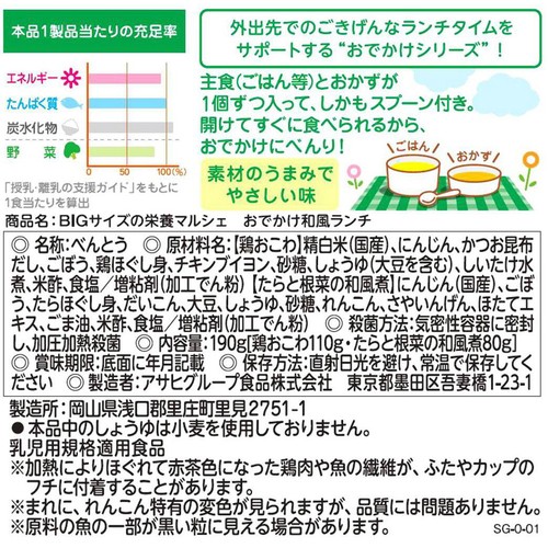 和光堂 BIGサイズの栄養マルシェ おでかけ和風ランチ 12か月頃から 110g + 80g