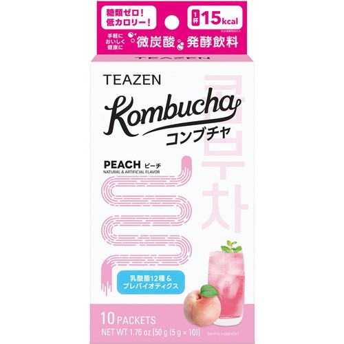 TEAZEN コンブチャ ピーチ 10本入 Green Beans | グリーンビーンズ by AEON