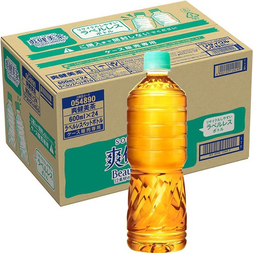 コカ・コーラ 爽健美茶ラベルレス 1ケース 600ml x 24本 Green Beans