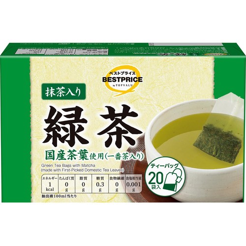 抹茶入り緑茶ティーバッグ 20袋入 トップバリュベストプライス