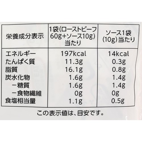 【冷蔵】匠和牛手仕込みローストビーフ 70g トップバリュ
