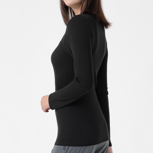 PEACE FIT (ピースフィット) WARM よくのびーる 長袖Tシャツ 婦人 クロ L トップバリュ